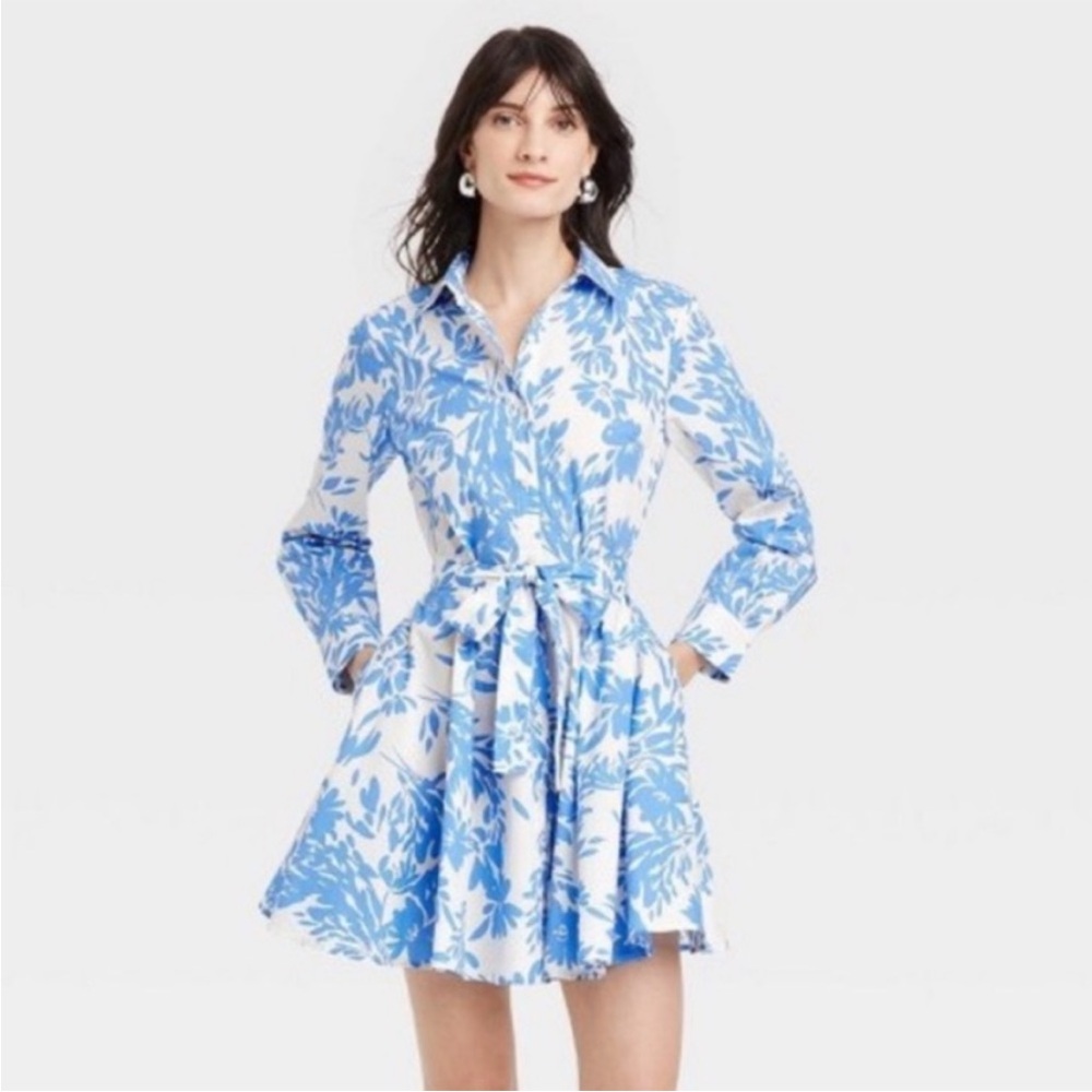 Long sleeve mini shirt dress